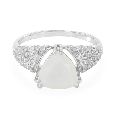 White Moonstone Silver Ring