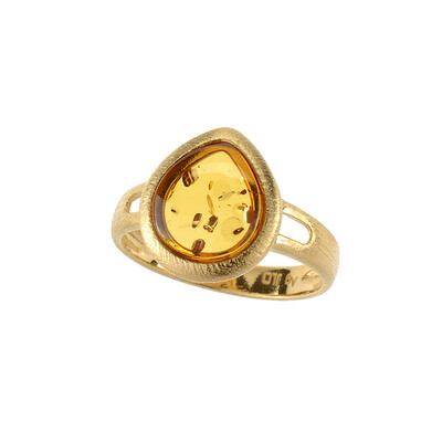 Cognac Baltic Amber Silver Ring (dagen)