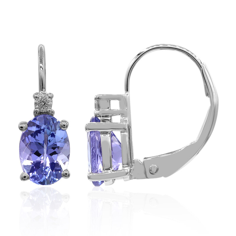 Tanzanite Hoop Earrings- Tanzania, Africa. 14K White hotsell Gold