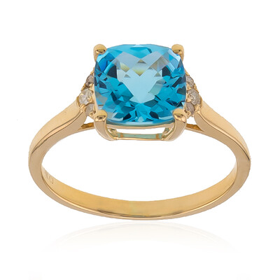 14K Swiss Blue Topaz Gold Ring