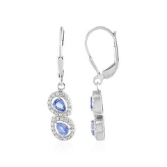 Unheated Ceylon Blue Sapphire Silver Earrings