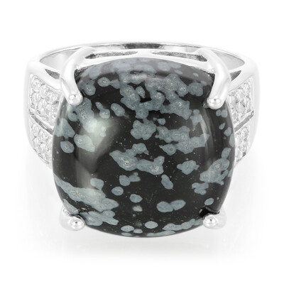 Snowflake Obsidian Silver Ring