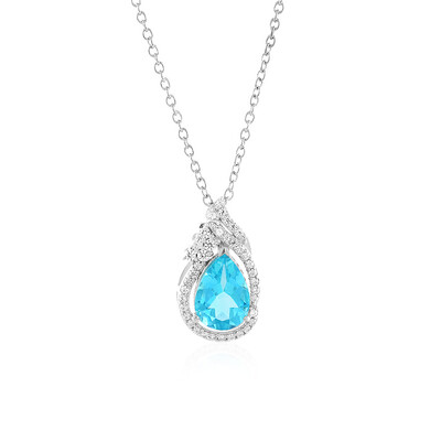 Paraiba Color Topaz Silver Necklace