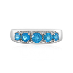 Neon Blue Apatite Silver Ring