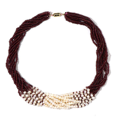 Mozambique Garnet Silver Necklace (Riya)