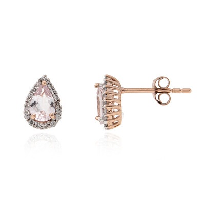 9K Unheated Pink Beryl Gold Earrings