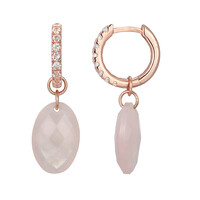 Rose Quartz Silver Earrings