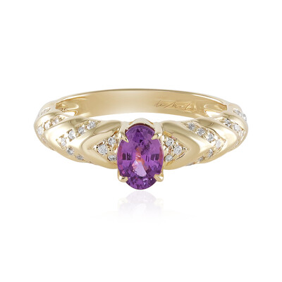 14K Unheated Ceylon Purple Sapphire Gold Ring (de Melo)