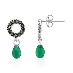 Green Onyx Silver Earrings