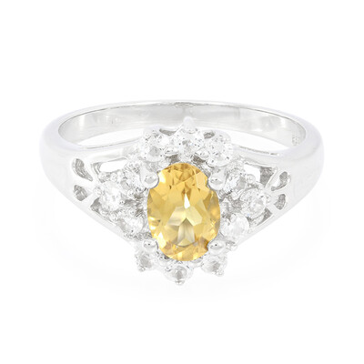 Champagne Quartz Silver Ring