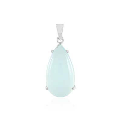 Aqua Chalcedony Silver Pendant