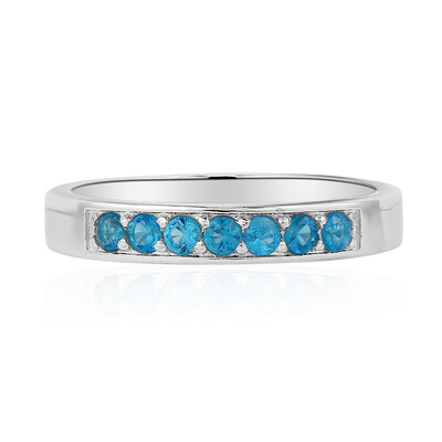 Neon Blue Apatite Silver Ring