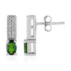 Russian Diopside Silver Earrings