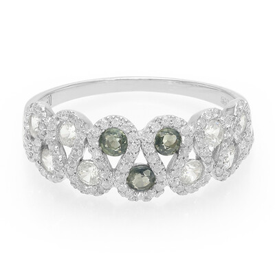 Unheated Green Sapphire Silver Ring