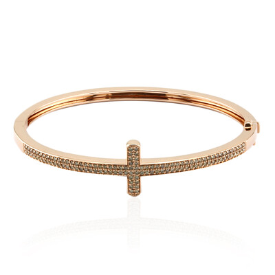 14K SI1 Argyle Rose De France Diamond Gold Bangle (Annette)