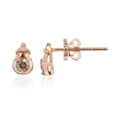 9K SI1 Argyle Rose De France Diamond Gold Earrings (Annette)