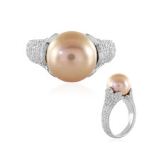 Peach Freshwater Pearl Silver Ring