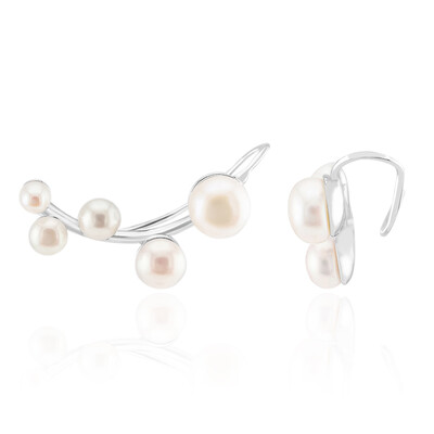 White Freshwater Pearl Silver Earrings (TPC)