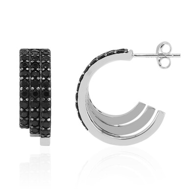 Black Spinel Silver Earrings