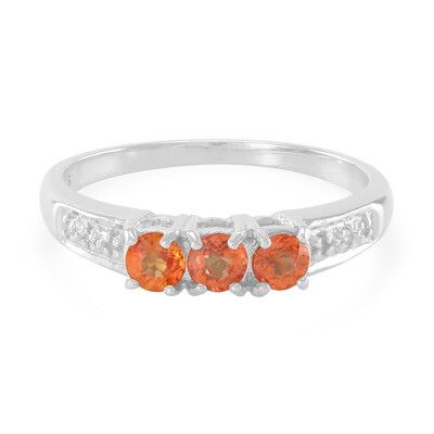 Orange Sapphire Silver Ring