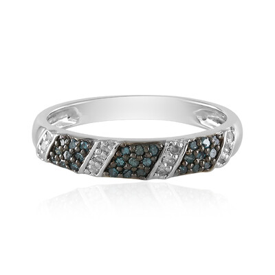 I3 Blue Diamond Silver Ring