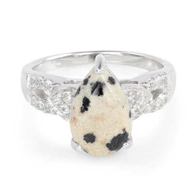 Dalmatian Jasper Silver Ring