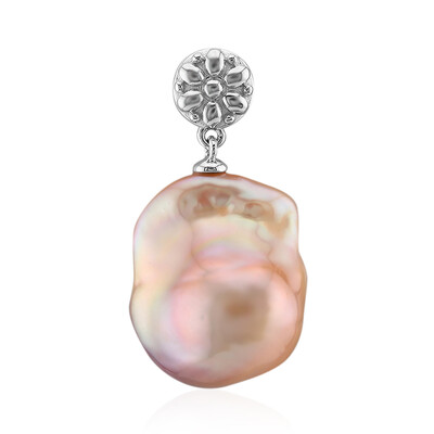 Peach Freshwater Pearl Silver Pendant (TPC)