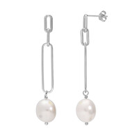 White Freshwater Pearl Silver Earrings