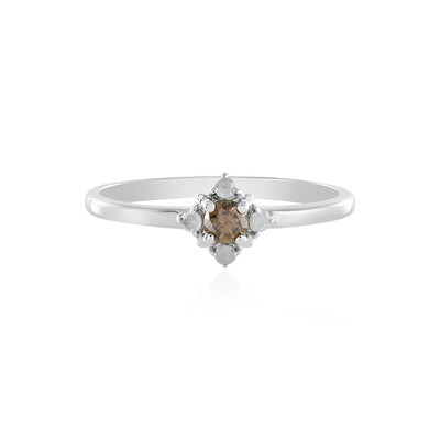 I3 Champagne Diamond Silver Ring