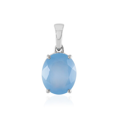 Blue Chalcedony Silver Pendant