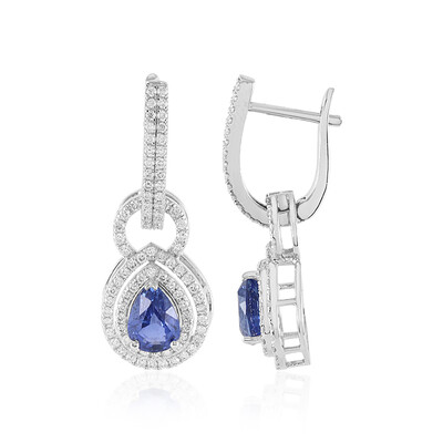 18K Ceylon Blue Sapphire Gold Earrings