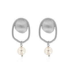 White Freshwater Pearl Silver Earrings (Joias do Paraíso)