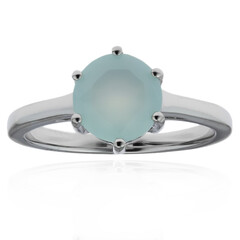 Aqua Chalcedony Silver Ring