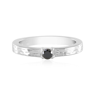 Black Diamond Silver Ring