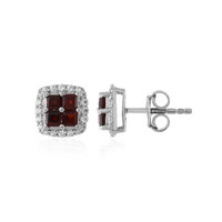 Red Garnet Silver Earrings