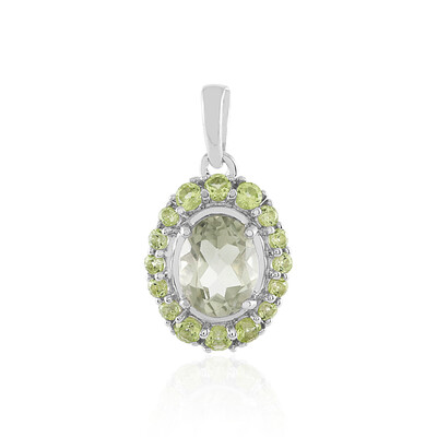 Green Amethyst Silver Pendant