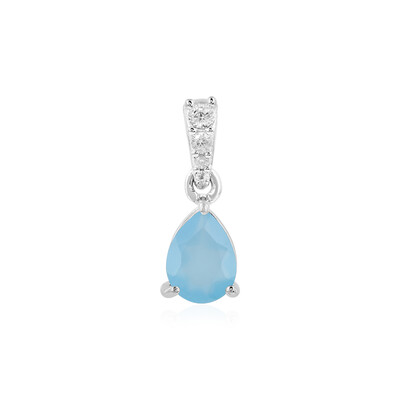 Blue Chalcedony Silver Pendant