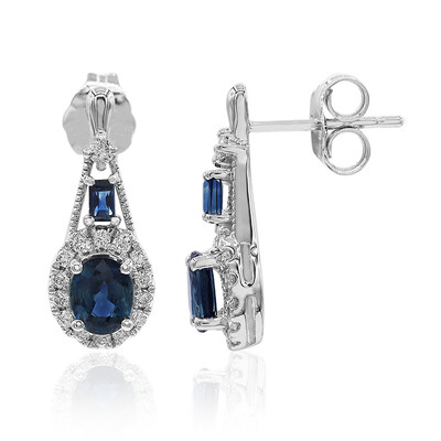 10K Ceylon Blue Sapphire Gold Earrings