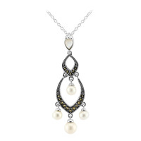 White Freshwater Pearl Silver Necklace