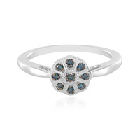 I2 Blue Diamond Silver Ring