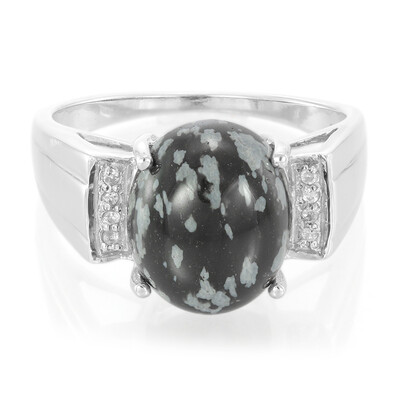 Snowflake Obsidian Silver Ring