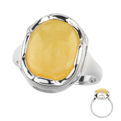 Milky Baltic Amber Silver Ring