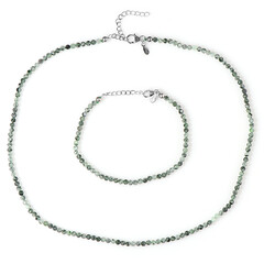 Green Rutile Quartz Silver Set