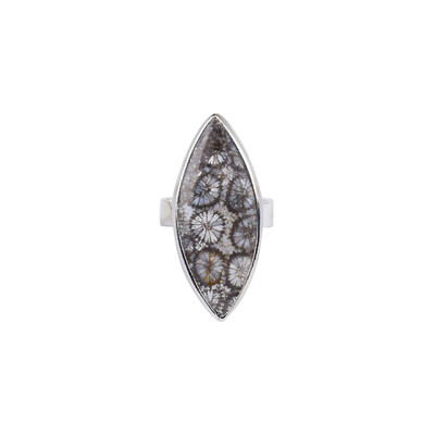 Petrified Coral Silver Ring