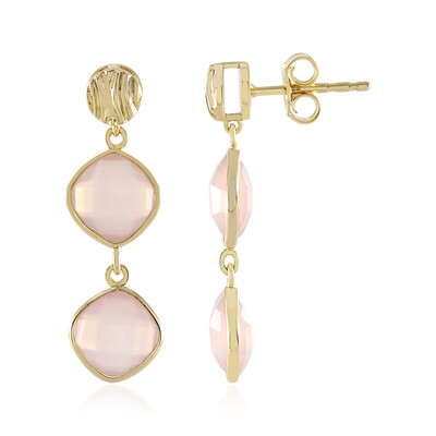 Pink Chalcedony Silver Earrings