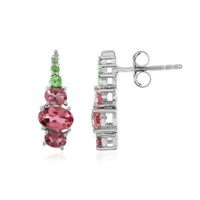 Nigerian Pink Tourmaline Silver Earrings