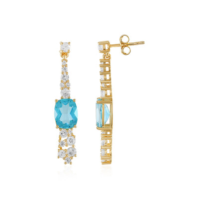 Paraiba Color Topaz Silver Earrings