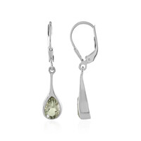 Green Amethyst Silver Earrings