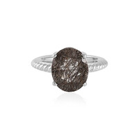 Black Rutile Quartz Silver Ring