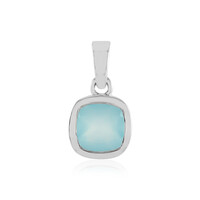 Aqua Chalcedony Silver Pendant